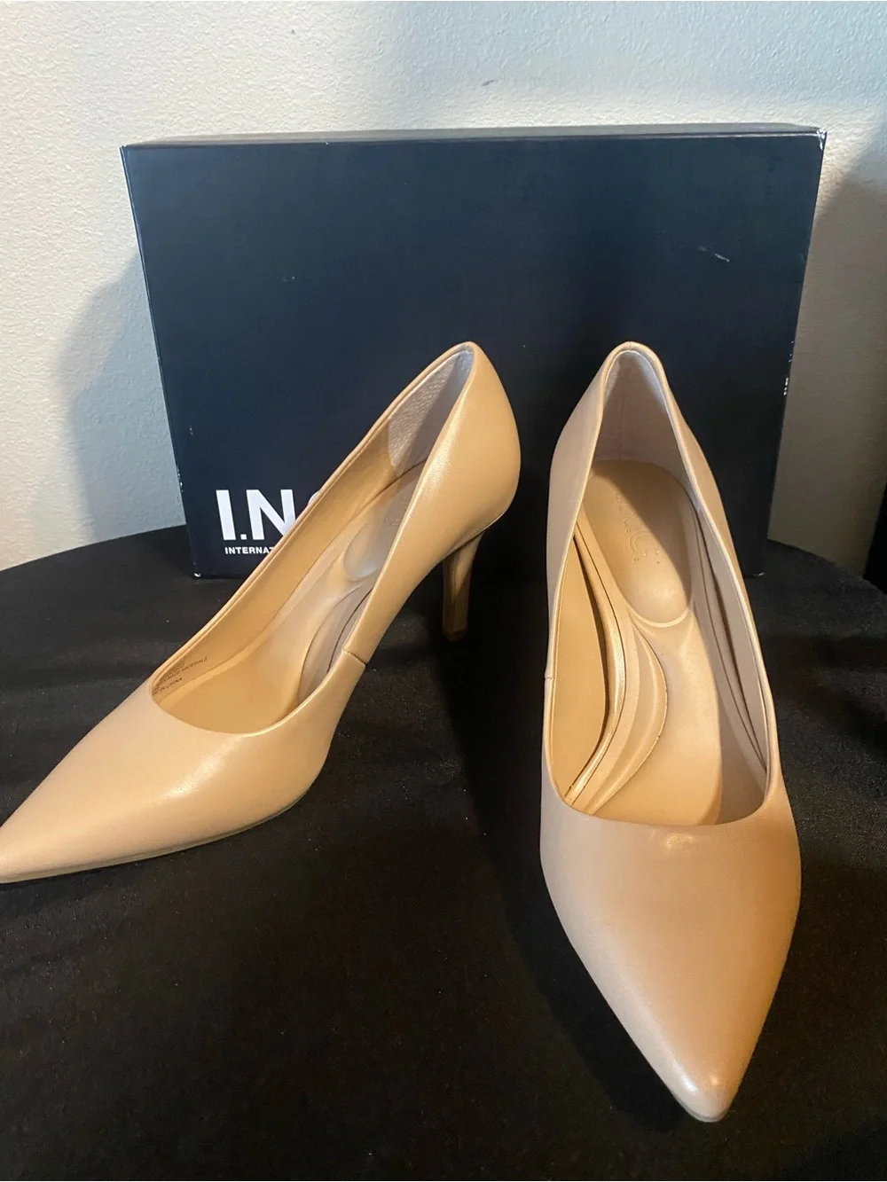 INC “Zitah” Pointed-Toe High Heels In Almond Tan